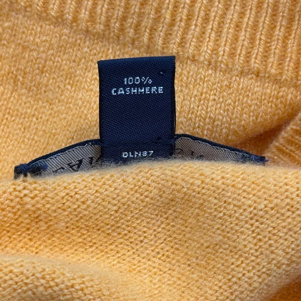 Lands' End V-Neck Sweater 100% Cashmere Vintage Preppy Quiet Luxury Orange L/P - Picture 4 of 11
